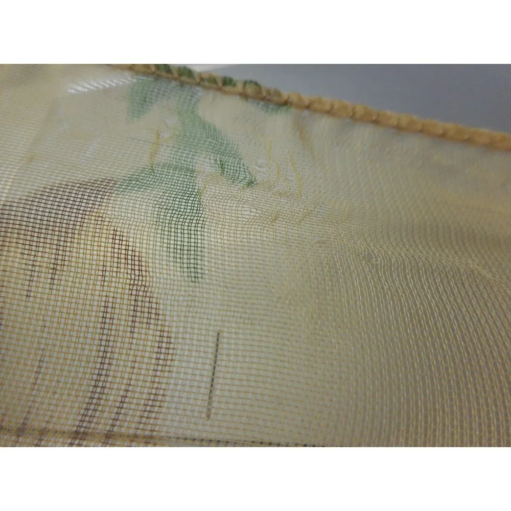 Tan Green Floral  Square Scarf  - Estate Find 20 x 19" - Picture 3 of 3